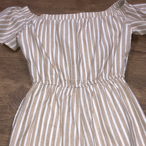 English Factory xsmall tan striped cotton romper - Picture 4 of 11